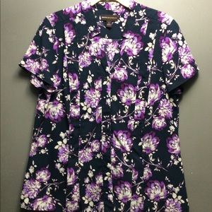 Purple floral blouse